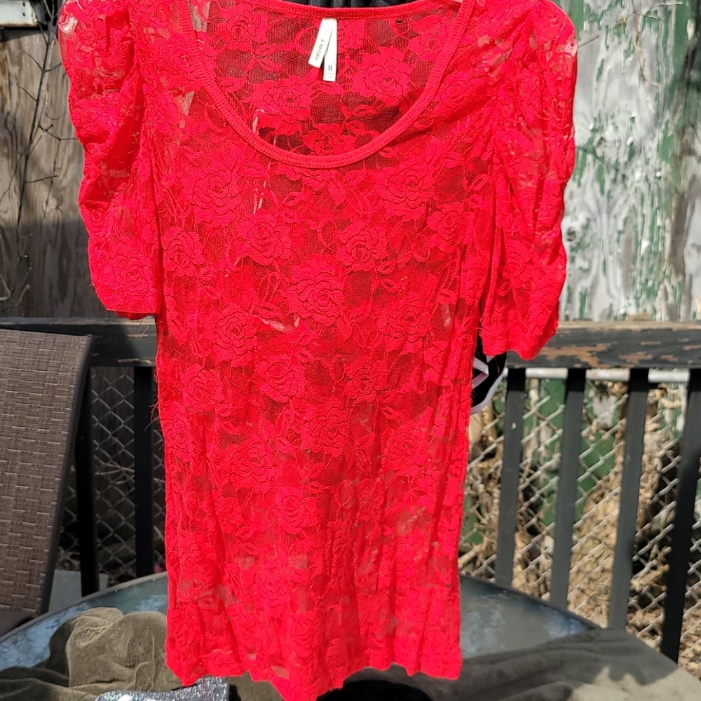 Women's lace see through blouse